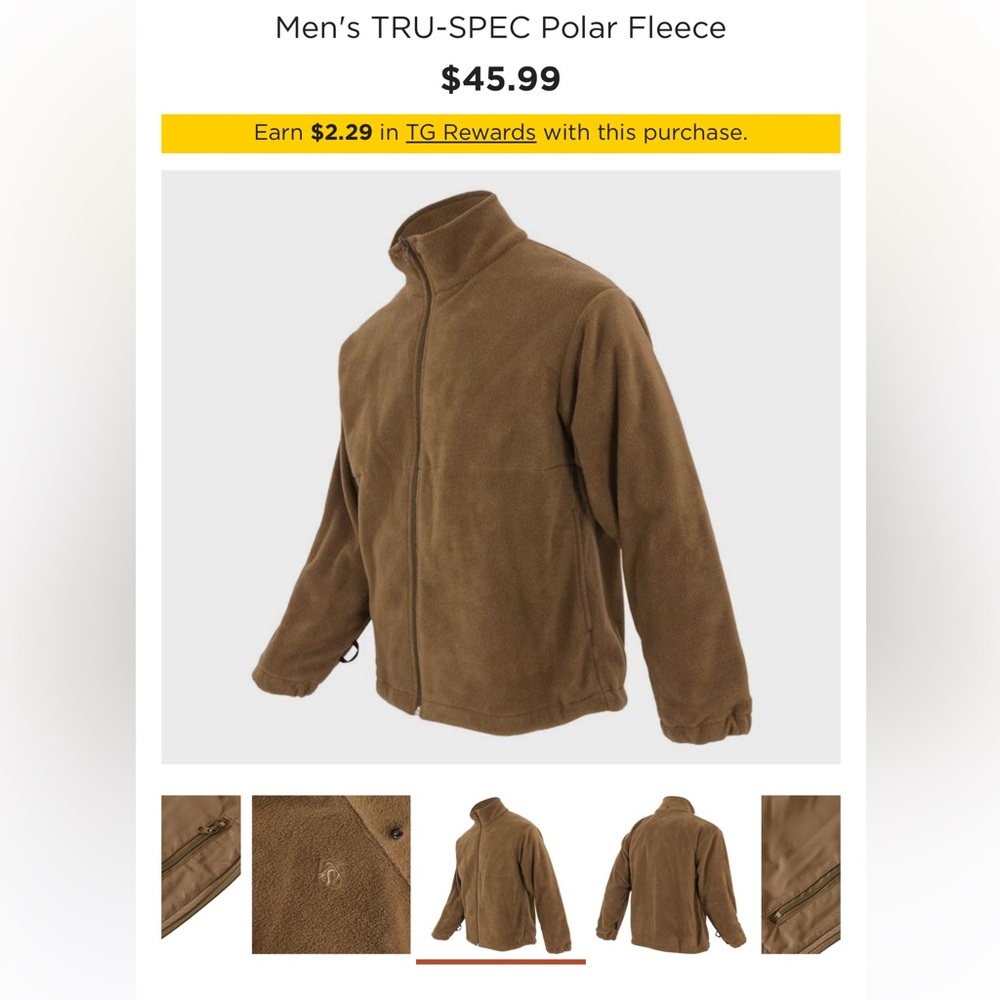 TRU-SPEC Men's Tan Polar Fleece Jacket